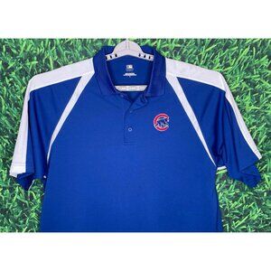 Chicago Cubs MLB Baseball Men’s Large Blue White Short Sleeve Polo Shirt